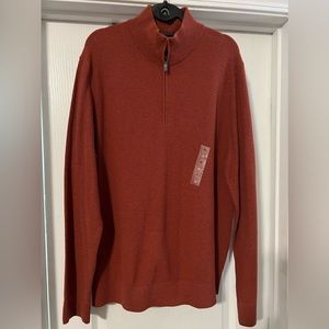 Michael Kors Henley Sweater Men’s XL Dark Orange Crew Neck L/S Textured Pullover